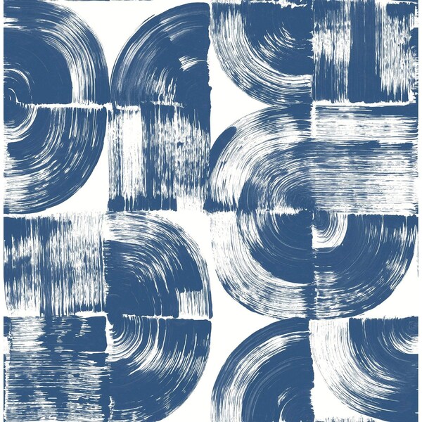 Manhattan Comfort Matoury Giulietta Blue Painterly Geometric 33 ft L X 205 in W Wallpaper BR4014-26407 - main